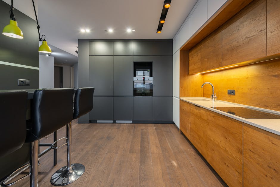 Modern kitchen interior showcasing beautiful custom cabinets